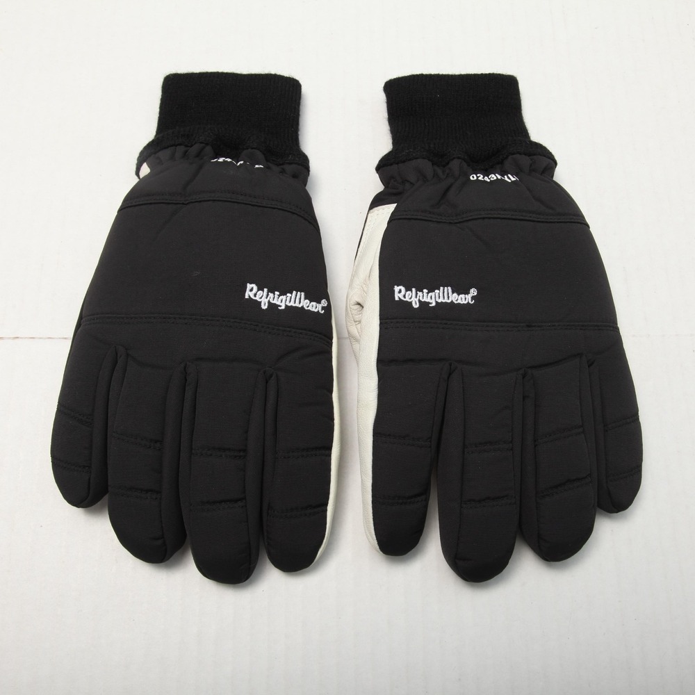 RefrigiWear Gloves Mens Extra Large Black Leather Palm Work Knit Cuff 0243R